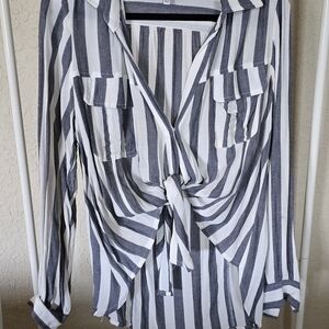Striped Black and White Women's Top